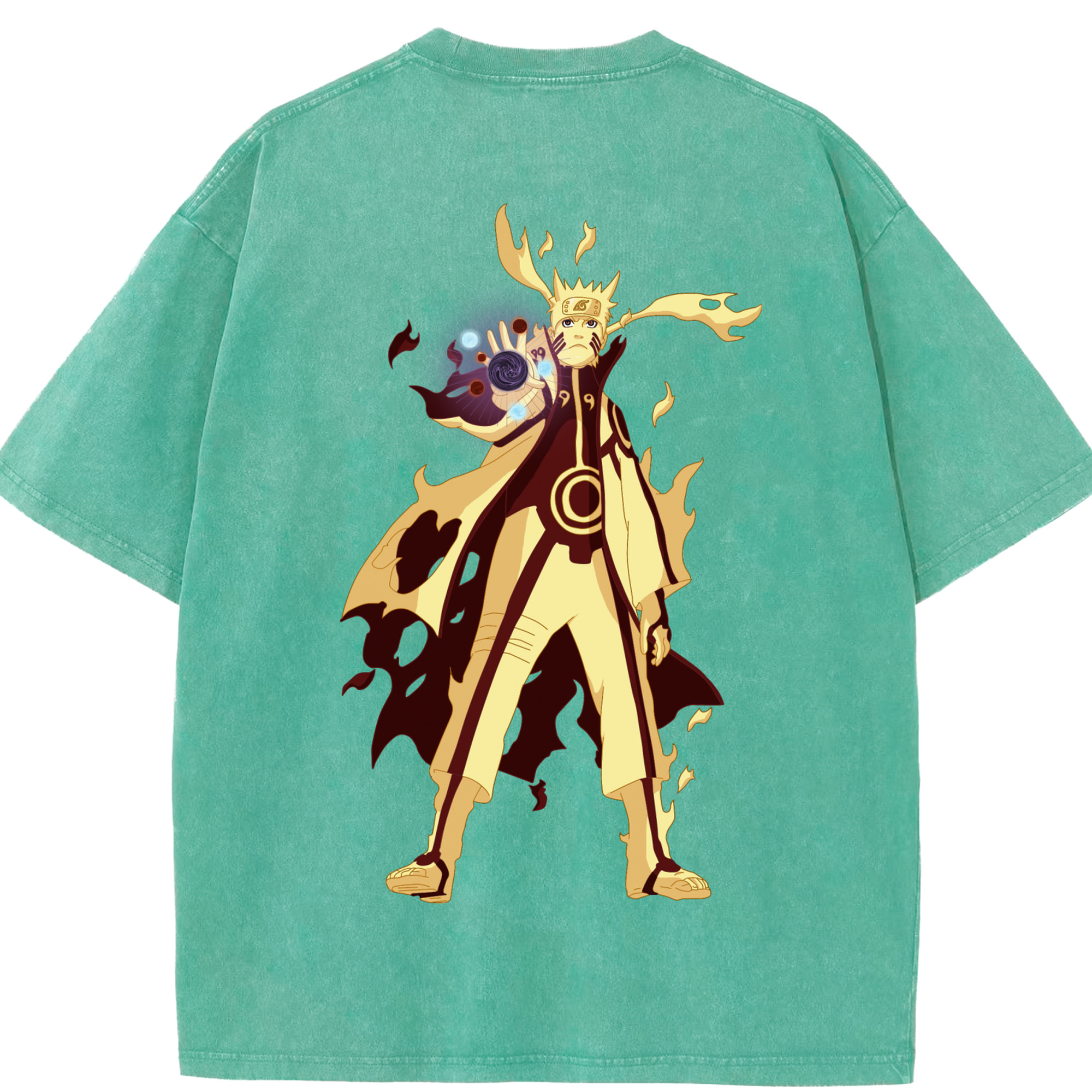 （画像用） NARUTO -ナルト- うずまき ナルト Uzumaki Naruto 綿100% ヴィンテージ風 半袖Tシャツ（背面プリント）